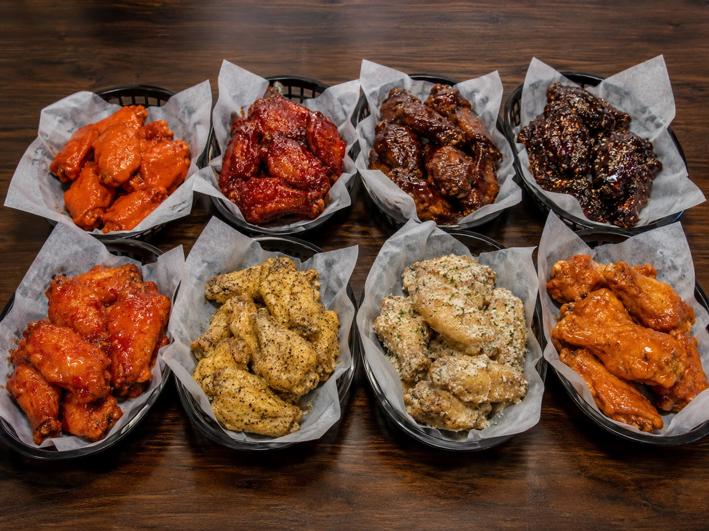 Eight Wicked Pizza Pies chicken wing flavors available in Norco CA